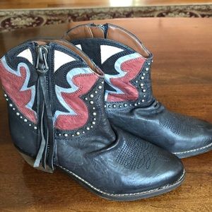 Sam Edelman black studded/fringe zip boots